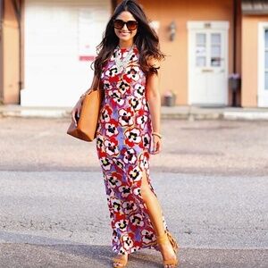 YUMI KIM Chelsea Pansy Floral Pure Silk Racerback Maxi Dress